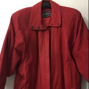 Red Leather Bomber with Skirt! Great Condition! Size M